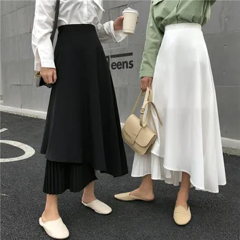 Damska Spódnica Ubrania Vintage, Długie Spódnice Czarny Harajuku Lato Wysoka Talia Meble Ubrania 2021 Moda Płynącej Wiosna Elastyczny Szyfon