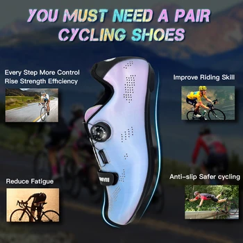 DAREVIE Road Cycling Shoes Pearl Colorful Chameleon Cycling Shoes Light Reflective Cycling Shoes Racing Bike Shoes LOOK SPD-SL