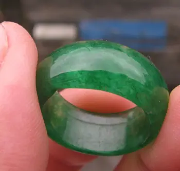 Darmowa wysyłka 00595 chiński naturalny zielony przezroczysty kamień pierścień