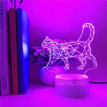 Diamond Cat 7 Color Lamp Led 3D Night Lights for Kids Touch Table Lampe Baby Sleeping Nightlight App Ccontrol prezenty dla dzieci