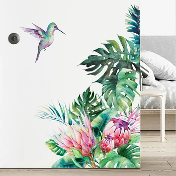 DIY plaży tropikalnych liści palmowych naklejki na ściany sztuka nowoczesna Winylowa naklejka ściany malowane kwiaty DIY naklejki ścienne wodoodporny wystrój domu