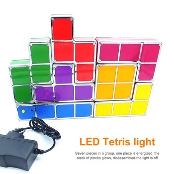 DIY Tetris Night Light Puzzle Stacking Puzzle dla dzieci zabawki LED lampa stołowa Building Block Game Tower kolorowe wolnossący światło