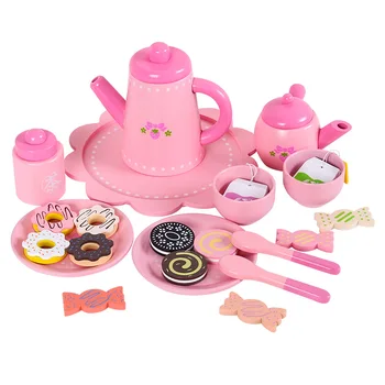 Drewniany plac sztuczna zabawka podwieczorek lub herbaty filiżanka serwis do herbaty meble do małego domu, kuchnia dla dziewczyn gry dom zestaw zabawek