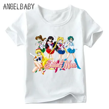Dzieci anime Sailor Moon druku zabawne t-shirty dla Dzieci dziewczynki na lato z krótkim rękawem bluzki dla dzieci casual, ooo5195
