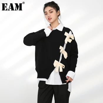 [EAM] hollow drutach cebula duży rozmiar sweter z okrągłym dekoltem z długim rękawem kobiety swetry nowa moda jesień zima 2021 1DD111501