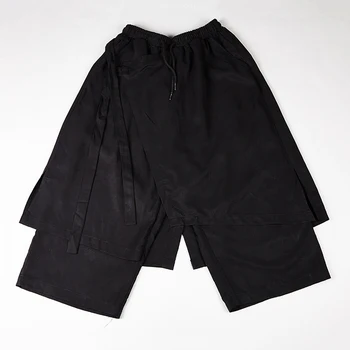 [EAM] wysoka elastyczna talia czarne nieregularne długie spodnie na nogi nowe spodnie dla kobiet moda przypływ wiosna jesień 2021 1DB040