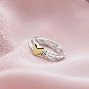 Elegancki srebrny kolor pierścienia Miłość motyw dwukolorowa Kotwica serce obietnica rocznica kobiety zaręczyny ślub biżuteria pierścionek prezent