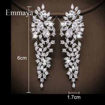 Emmaya New Fashion Charming Leaves Elegant Shape Zirconia Earring For Women And Girls Popular Ornament Wedding Party Dress-Up