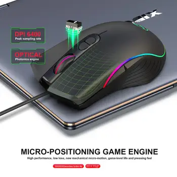Ergonomiczny przewodowa RGB mysz 6400 DPI regulowana 7 przycisków profesjonalne геймерские mysz mysz optyczna USB do laptopa