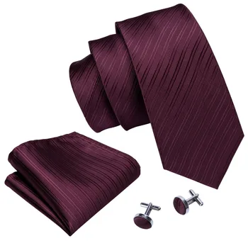 Fabryczny Luksusowy męski jedwabny krawat zestaw krawatów chusteczkę spinki do mankietów czerwone wino solidny przewodnik kwadratowy krawat ślubny szal na Szyję krawat