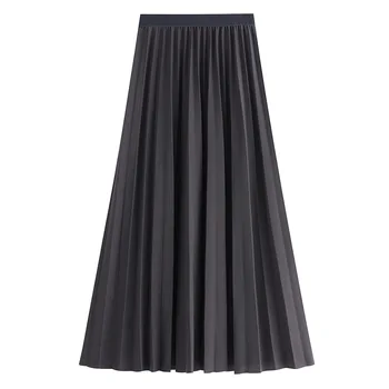 Faldas Mujer Moda 2020 Wysoka Talia Damska Spódnica Na Co Dzień Midi A-Line Spódnice Stałe Eleganckie Plisowane Spódnice Jupe Femme Saia Odzież Uliczna