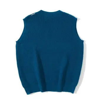 FOJAGANTO marki mężczyźni stałe sweter bez rękawów mężczyźni modny Dziki sweter topy V-neck casual sweter kamizelka męska