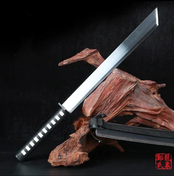 Funkcja Praktyczny nóż ze stali manganowej twardość miecz do cięcia walki full Tang ze skórzanymi ножнами-77cm