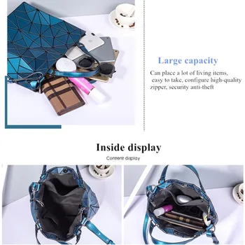 Geometryczny rombowy torba do wiadra znane marki-projektant kreatywny torba na ramię składane nieregularna PVC holographic laser torba