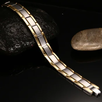 German magnetyczne bransoletki dla mężczyzn elektromagnetyczne kamienne bransoletki ze stali nierdzewnej Bio Power Energy męskie biżuteria