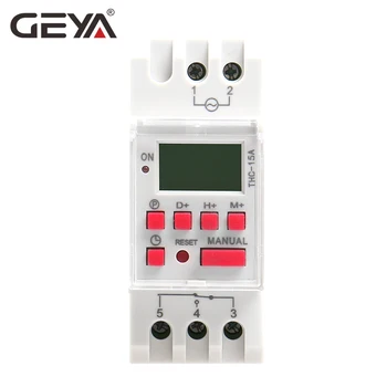GEYA THC-15 Time Switch Weekly Programmable DIN Rail LCD Digital Timer Switch 16A ACDC 12V 24V 110V 220V 240V