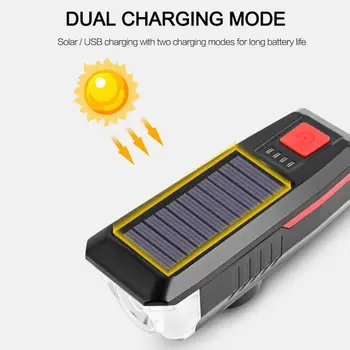 Gorąco!!! Nowy słoneczny USB akumulator podwójne ładowanie jazda na Rowerze światło wodoodporny rower światło z przodu + Róg odkryty rower reflektor