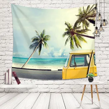 Gorący styl skandynawski krajobraz tkaniny poliestrowe materiał ścienny HD widok na plażę obraz 10 kolorów dekoracje dla domu