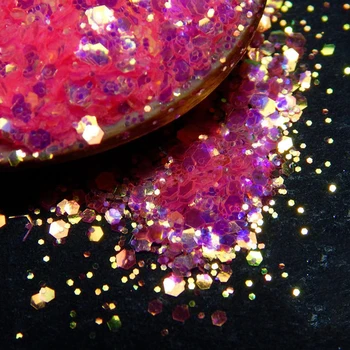Grube neon kosmetyczny/nail-art brokat błyszczy jasno-różowy grube mieszany holograficzny brokat różowy mini grube mieszany połysk ,TY4333