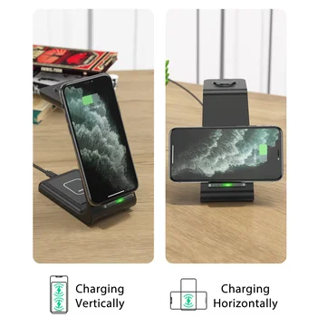 GTWIN QI 10W Fast Charge 3 In 1 bezprzewodowa ładowarka dla Iphone Samsung Dock Charger dla Apple Watch Airpods Wireless Charge Stand