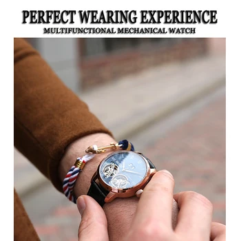 HAIQIN męskie zegarki Top luksusowej marki biznesowe, sportowe zegarki automatyczne mechaniczne podwójne męskie tourbillon zegarek Reloj hombres