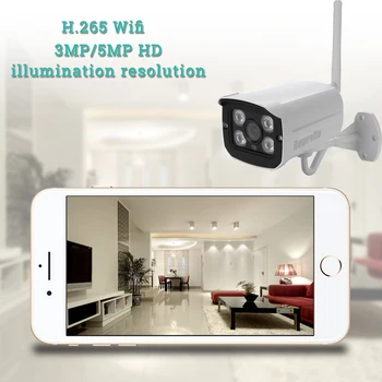 Hamrolte Wifi 5MP Camera HD Wireless IP Camera H. 265 iCSee Outdoor Wifi Camera Wodoodporny Nightvision Remote Access Support 128G