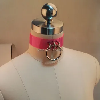 Harajuku Lolita handmade winyl różowy naszyjnik wiszący metalowy przezroczysty PVC kołnierz szeroki pas naszyjnik