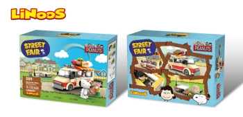 Hotdog car surprise brick building block educational toys, LE rocket in space compatible plastic LiNooS 8006 peanut go