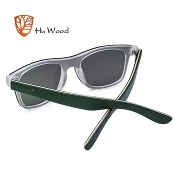 HU WOOD 2018 Women Plastic Frame okulary drewniane słuchawki prostokątne odcienie UV400 okulary soczewki dla mężczyzn GR8021