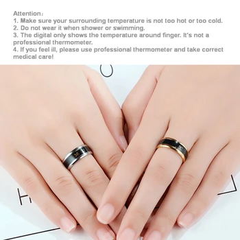 Inteligentny czujnik temperatury ciała pierścień ze stali nierdzewnej moda wyświetlacz w czasie rzeczywistym test temperatury palec pierścień