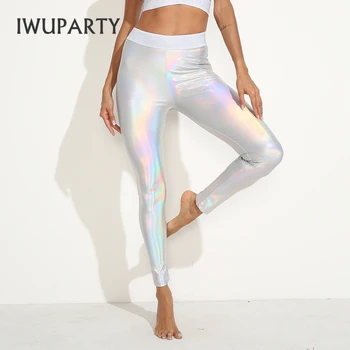 IWUPARTY Push Up Laser Yoga Pants Gym Clothing Workout Leggings with Pocket Sport Sweatpants Women High Waist Fitness Legging