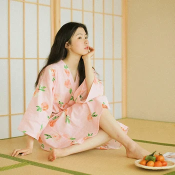 Japoński kimono szlafrok damska, bawełniana марлевая piżama i wiatr koronkowy szlafrok pot par domowa odzież wiosna lato XA157F