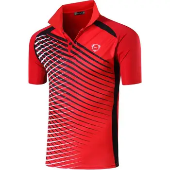 Jeansian Męskie sportowe koszulki polo polo polo golf tenis badminton Dry Fit z krótkim rękawem LSL243 Czerwony