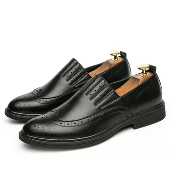 Jesienne nowe męskie buty z okrągłym tekstury modne skórzane buty męskie firmy biuro odkryty wysoka jakość poślizgu na buty dla mężczyzn