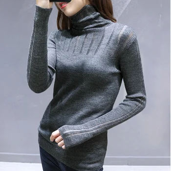 Jesień 2020 damski sweter wydrążony sexy koreański cienki plasterek damska Golf modny sweter z dzianiny damski sweter z długim rękawem