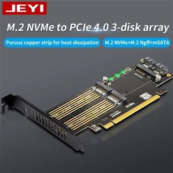 JEYI SK16 M. 2 NVMe NGFF SSD TO PCI-E3.0 X4 Adapter M&B Key mSATA Add on Support 3 in 1 Dual 12v+3.3 v