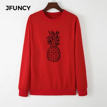 JFUNCY 2020 jesień Damskie bluzy plus rozmiar O-neck z długim rękawem damska bluza damska sweter nowy ananas druku odzież sportowa