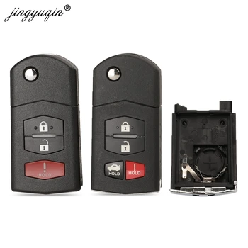 Jingyuqin 3/4 Button Filp Key Case składany pilot Car Remote Key Shell dla MAZDA 3 5 6 RX-8 MX-5 Miata CX-5 CX-7 CX-9 RX-8 CX-9