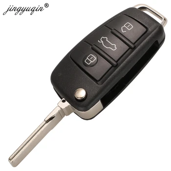 Jingyuqin 3 Button Flip Remote Key 8E Chip 868Mhz FSK model samochodu Audi A6L Q7 4f0837220R /AD Auto Key Fob Control