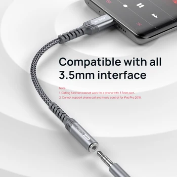 Jsaux Type C 3,5 mm Jack adapter Usb C To Aux adapter do słuchawek, kabel audio, kabel do Pixel 4 3 2 XL iPad Pro Samsung Galaxy S20