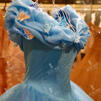 Jusere Custom Real Picture Cinderella Blue suknia suknie haft zmysłowa sukienka długość podłogi High End suknie wieczorowe