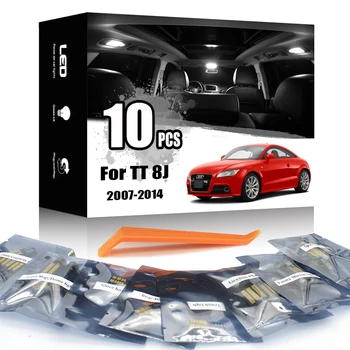 Kammuri 10Pcs Canbus White LED Interior Map Dome Light Package Kit dla Audi TT TTS 8J MK2 Coupe Roadster (2007-)