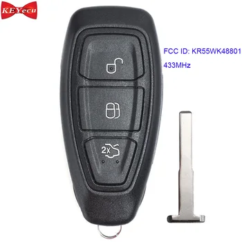 KEYECU do Ford Focus Fiesta C-Max 2016 2017 2018 Remote Key Fob 434MHz 4D63 Chip FCC ID: KR55WK48801, 164-R8048, 5WK50170