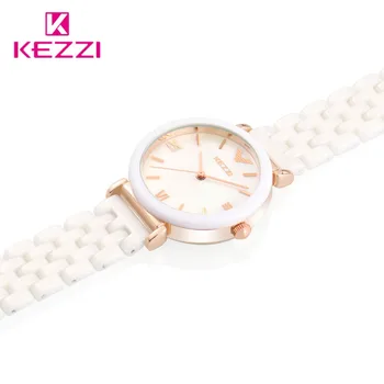 Kezzi kobiet zegarek kwarcowy zegarek Wodoodporny biały ceramiczny zegarek luksusowej marki sukienka zegarek kwarcowy Zegarek dla pań relogio feminino