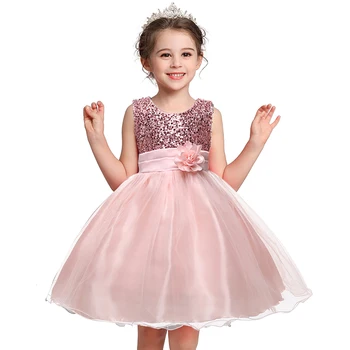 Kids Tutu Birthday Princess Party Dress for Girls Solid color Lace Children Bridesmaid Elegant Girl Dress for infant Clothes