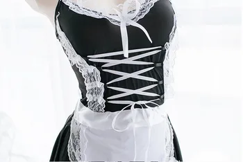 Kobiety Lolita Seksowny Kostium Babydoll Dress Uniform Bielizna Erotyczna Gry Fabularne Seksowna Bielizna Cosplay Francuski Fartuch Pokojówka Sprzątaczka