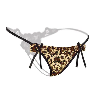 Kobiety sexy G String micro Lace Print Leopard beading stringi majtki szorty majtki bielizna bielizna majtki 2019