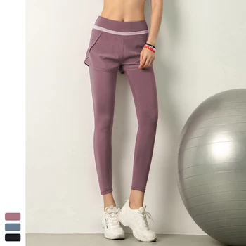 Kobiety Uciekają Damska Odzież Sportowa Dla Jogi Szybkoschnąca Fałszywa Dwójka Sportowe Spodnie Slim Ciasny Fitness Jogging Siłownia Spodnie