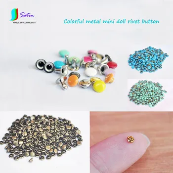 Kolorowy metaliczny kolor Diy szyć doll odzież akcesoria mini nity przycisk, 3 mm/4 mm Grzyb kształt metalu mini hit paznokci przycisk S0076L