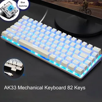 Komputerowa klawiatura mechaniczna niebieski czarny przełącznik 82 klawisz podświetlona klawiatura do gier stylowa i delikatna klawiatura mechaniczna 50